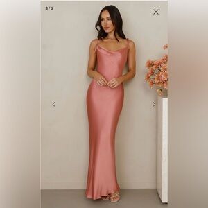 THE PENELOPE COWL SATIN MAXI DRESS ROSE